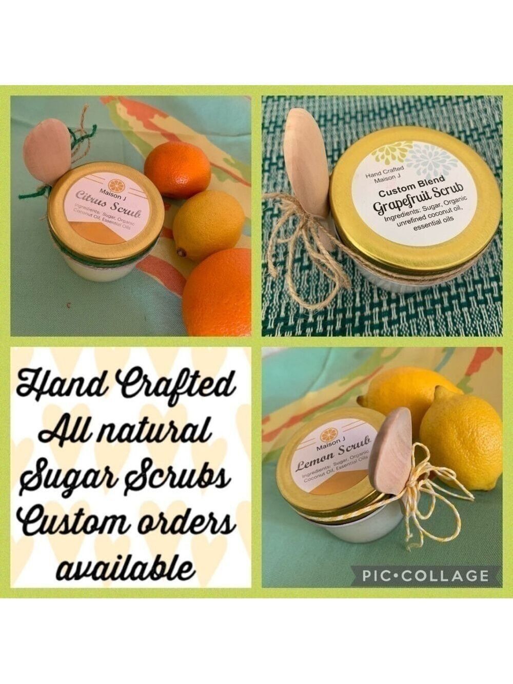 Trio Citrus Scrubs Hand Crafted All Natural Three 4 oz Moisturizing Exfoliates